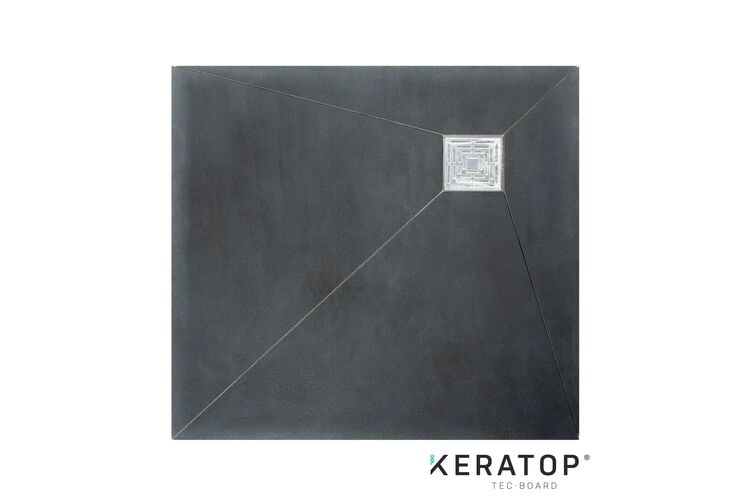 Keratop tec-board douche vloerpaneel asymmetrisch basalt black 1000x10x40