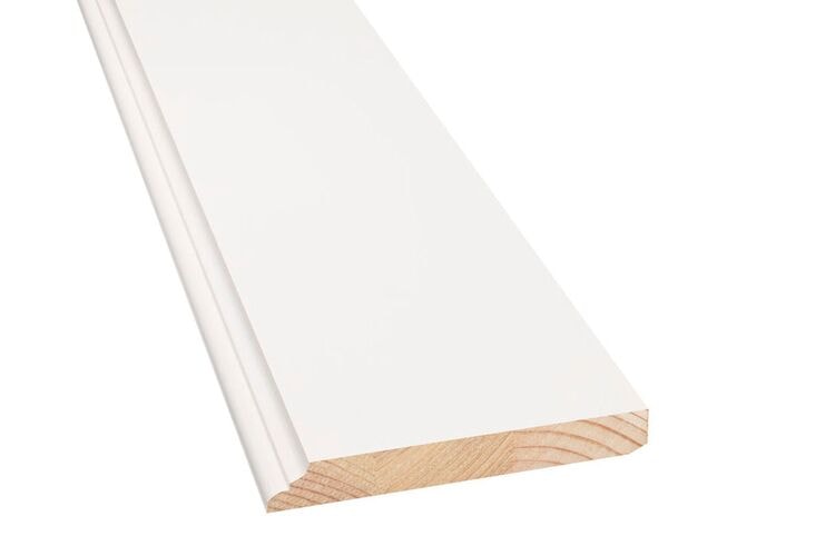 Q-PINE Qlassic Plint Recht Grenenhout B Gegrond QP15 FSC Afgelakt 18x140x4800mm - Wit