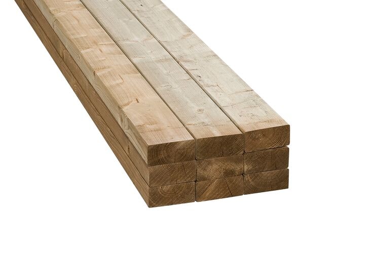 Balk Vuren C C18 Geïmpregneerd Geschaafd 4 ronde hoeken FSC 50x150x4800mm